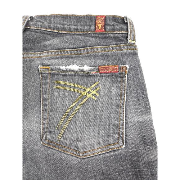 7 For All Mankind Dojo Button Zip Denim Medium Wash Jeans Womens Size 28 Black - Picture 5 of 9